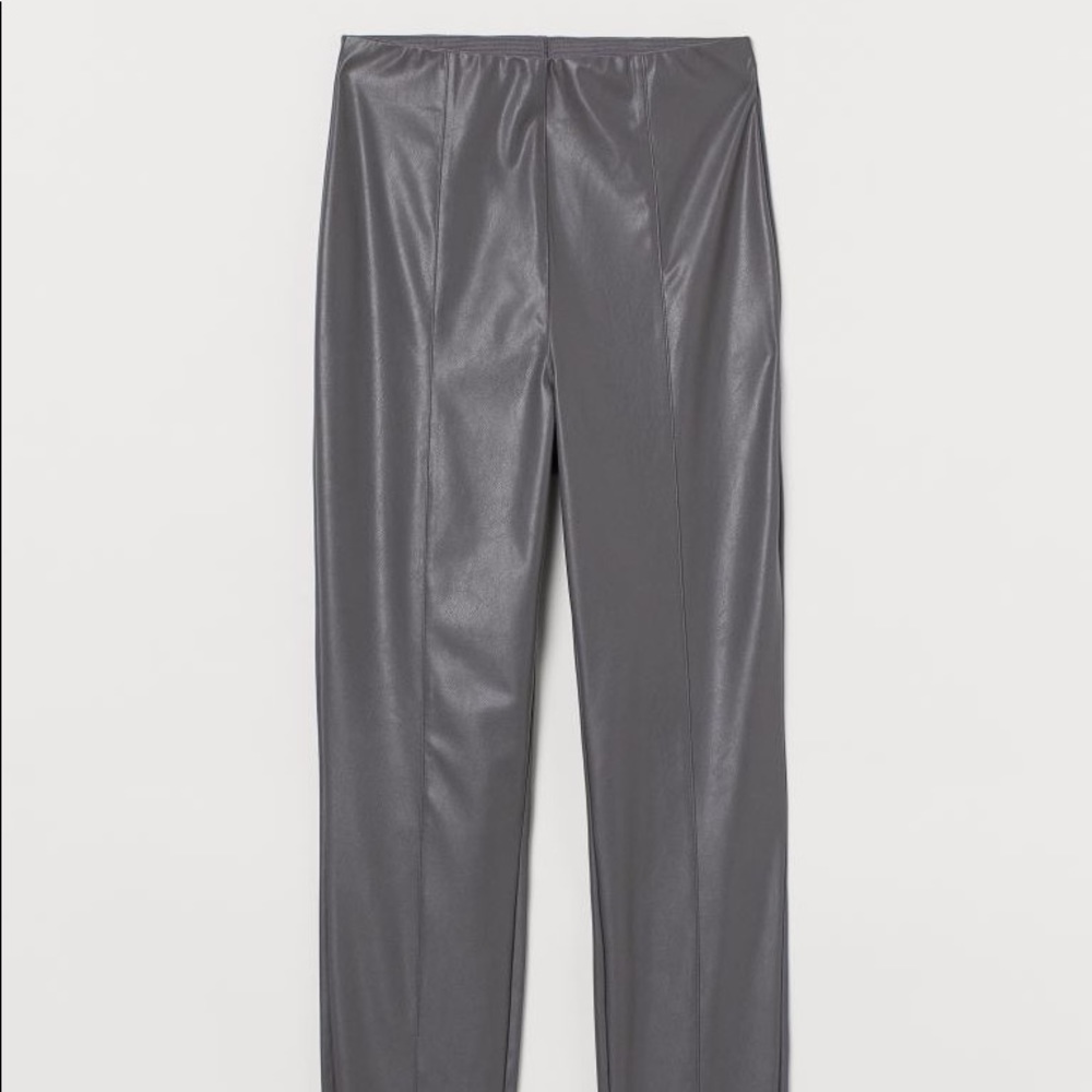 H&M Gray Faux Leather Leggings with Creases